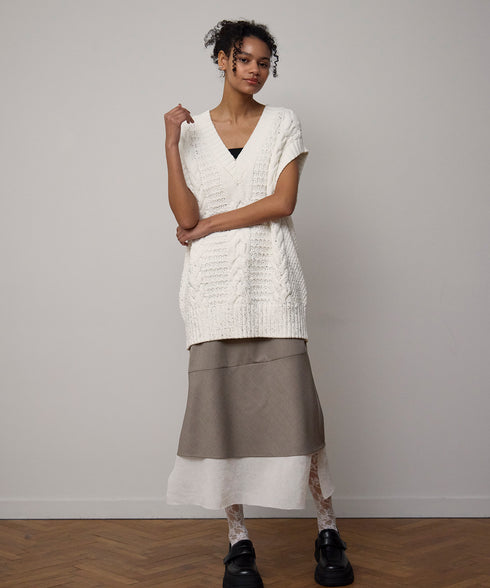 箔プリントニットベスト