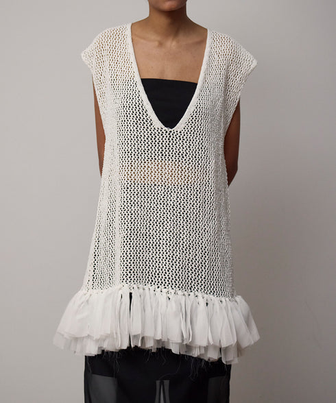 【8.21 InstaLIVE Pickup】リボンシフォン付きニットベスト