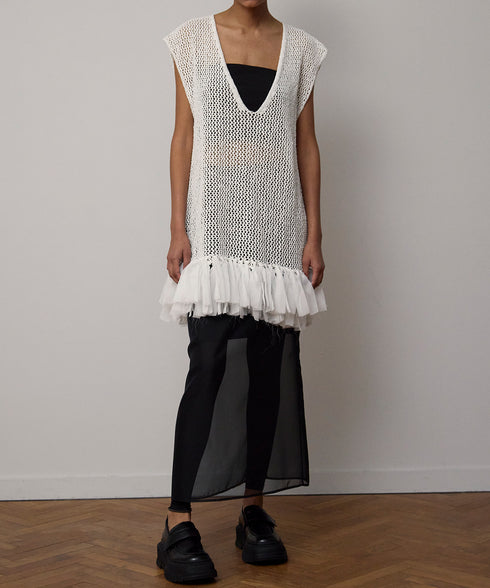 【8.21 InstaLIVE Pickup】リボンシフォン付きニットベスト