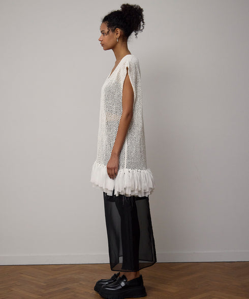 【8.21 InstaLIVE Pickup】リボンシフォン付きニットベスト