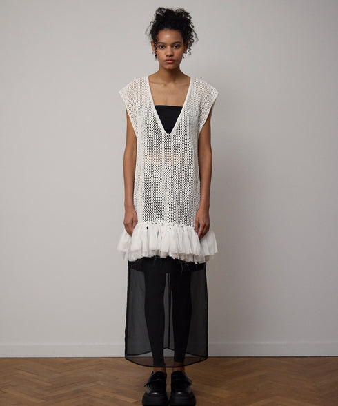 【8.21 InstaLIVE Pickup】リボンシフォン付きニットベスト