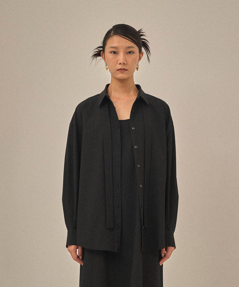 【12.8 InstaLIVE Pickup】ピンストライプ オーバーシャツ