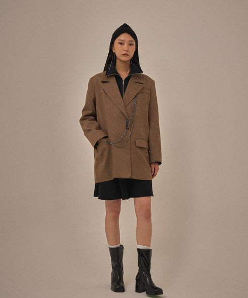 【2025.11 NEW IN】メランジカルゼテーラードジャケット(チェーン付き)