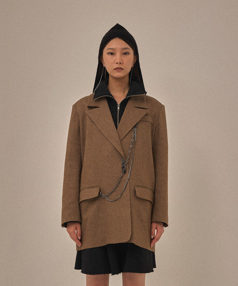 【2025.11 NEW IN】メランジカルゼテーラードジャケット(チェーン付き)
