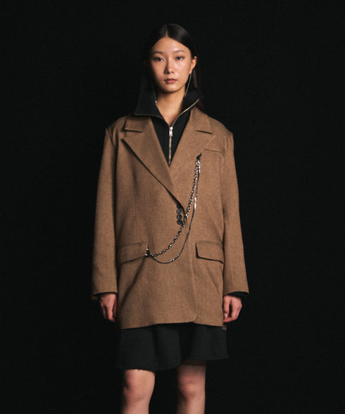 【2025.11 NEW IN】メランジカルゼテーラードジャケット(チェーン付き)