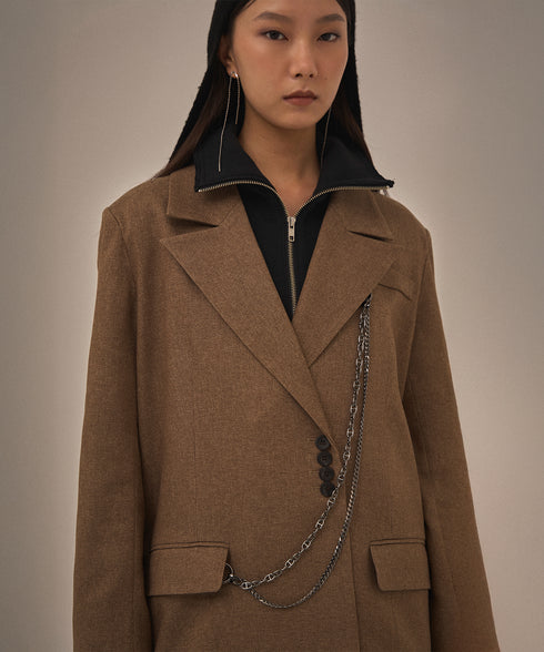 【2025.11 NEW IN】メランジカルゼテーラードジャケット(チェーン付き)