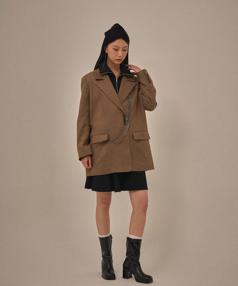 【2025.11 NEW IN】メランジカルゼテーラードジャケット(チェーン付き)