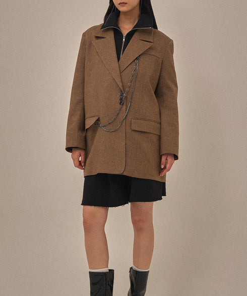 【2025.11 NEW IN】メランジカルゼテーラードジャケット(チェーン付き)