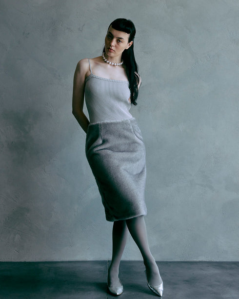 ファースカートキャミドレス