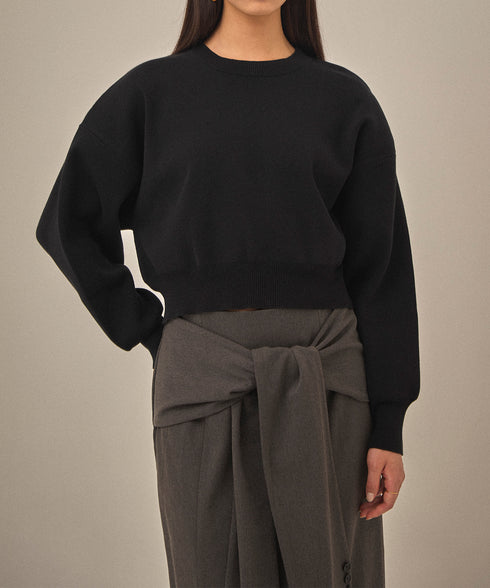 パデッドショルダーニットトップ