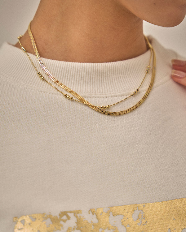 メッシュ&メタルボール2連ネックレス