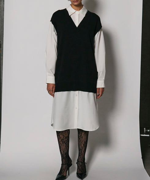 レイヤードルックニットワンピース