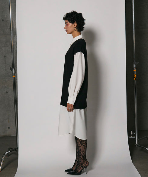 レイヤードルックニットワンピース