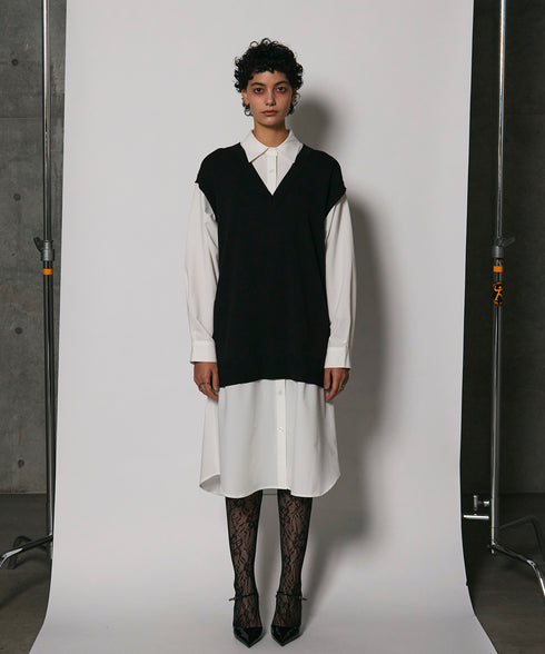 レイヤードルックニットワンピース