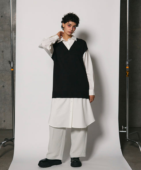 レイヤードルックニットワンピース