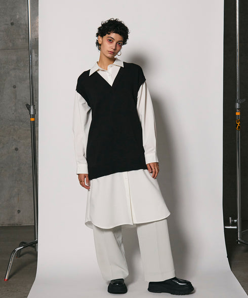 レイヤードルックニットワンピース