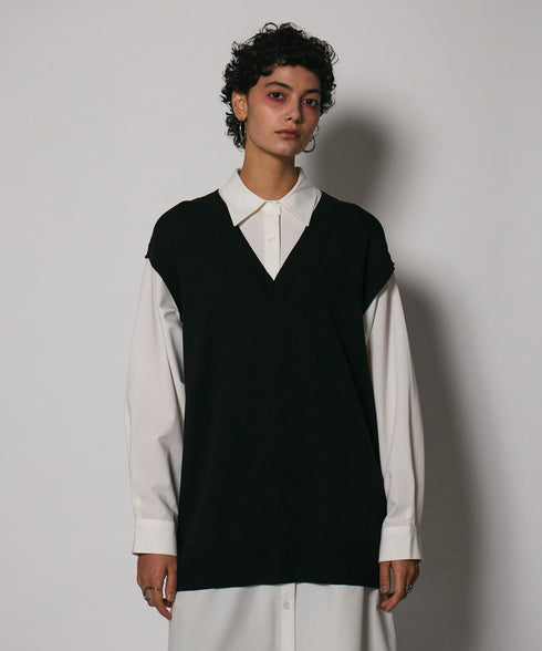 レイヤードルックニットワンピース