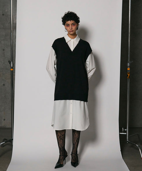 レイヤードルックニットワンピース