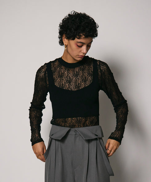 レイヤードレースニット