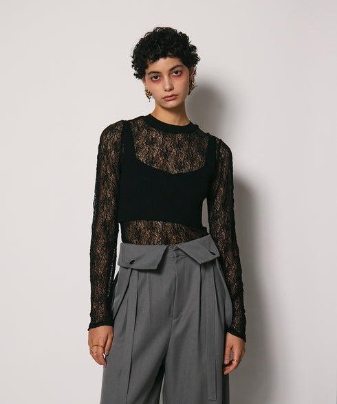 レイヤードレースニット