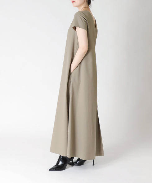 2WAY チビ袖ロングフレアーワンピース