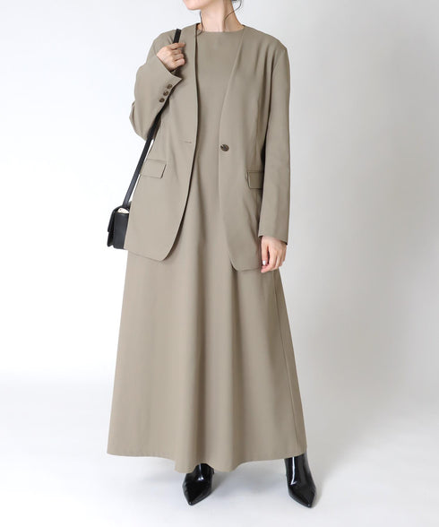 2WAY チビ袖ロングフレアーワンピース