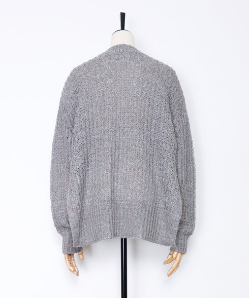 Vネックオフショルダーヘアリーニット