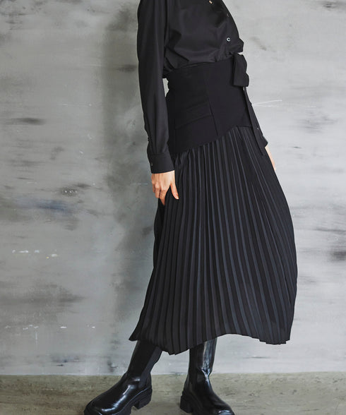 ハイウエストコルセットプリーツスカート